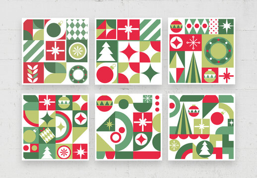 Modern Christmas Patterns Festive Green and Red Theme