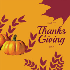 Happy Thanksgiving. Retro greeting card with ribbon and text happy thanksgiving. Old ribbon banner in engraving style for Happy Thanksgiving Day. Old school vintage ribbon. Vector Illustration