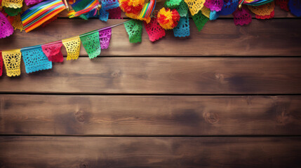 Hispanic heritage month background with mexican paper flags - obrazy, fototapety, plakaty