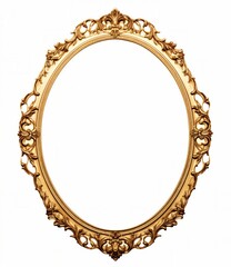 An intricately designed gold frame against a clean white background