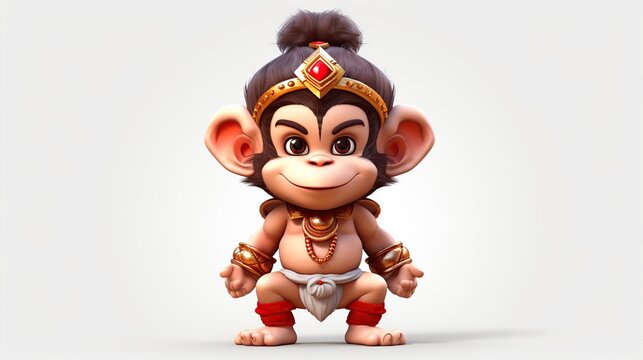 Rendering Lord Hanuman monkey statue. AI generated image