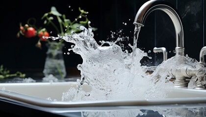 water faucet that flows into the sink
