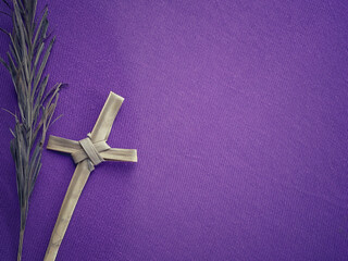 Christianity concept about Good Friday, Lent Season and Holy Week. Background of a dry palm leaf...