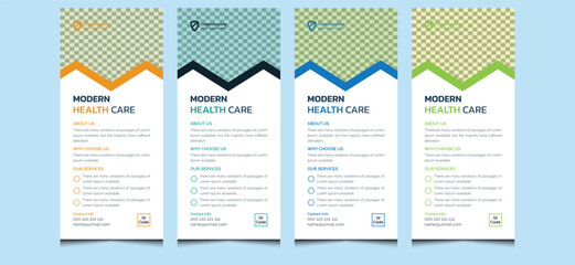 Abstract simple clean unique elegant creative modern corporate professional business health care medical service dl flyer rack card design template.