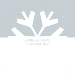 Merry Christmas and Happy New Year with snowflake minimal style greeting card template.