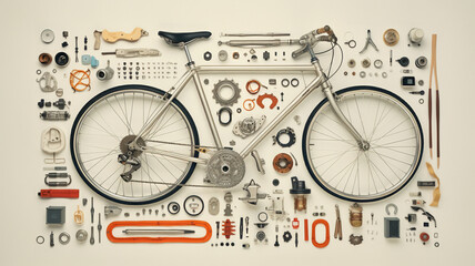 bicycle repair service on a wooden background