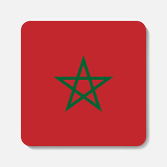 Flag of Morocco flat icon. Square vector element with shadow underneath. Best for mobile apps, UI and web design.