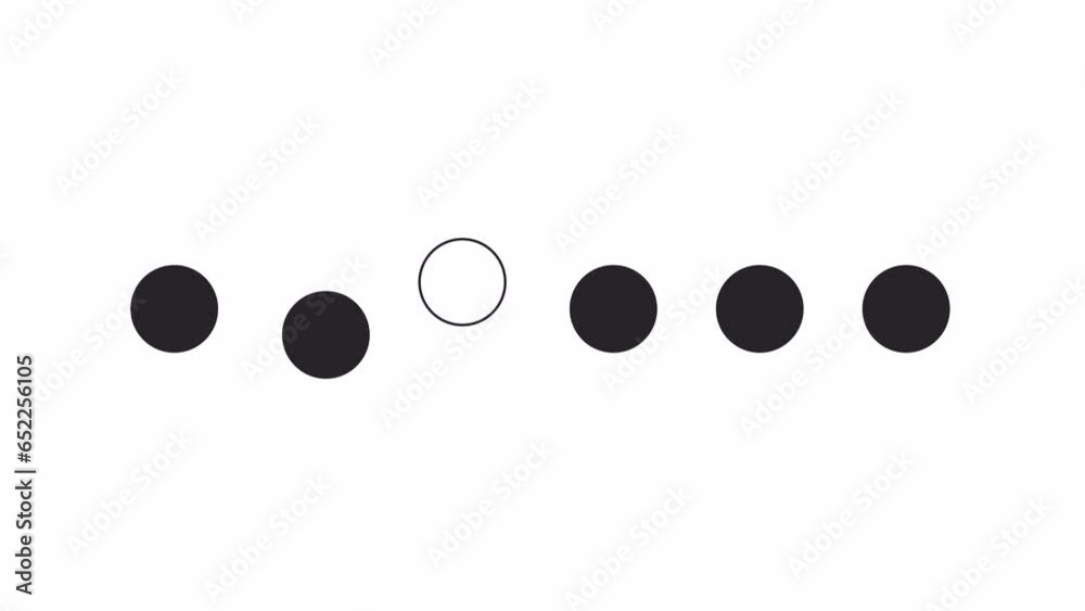 Poster dots swapping places back forth black and white loading animation. rotating balls outline 2d cartoon