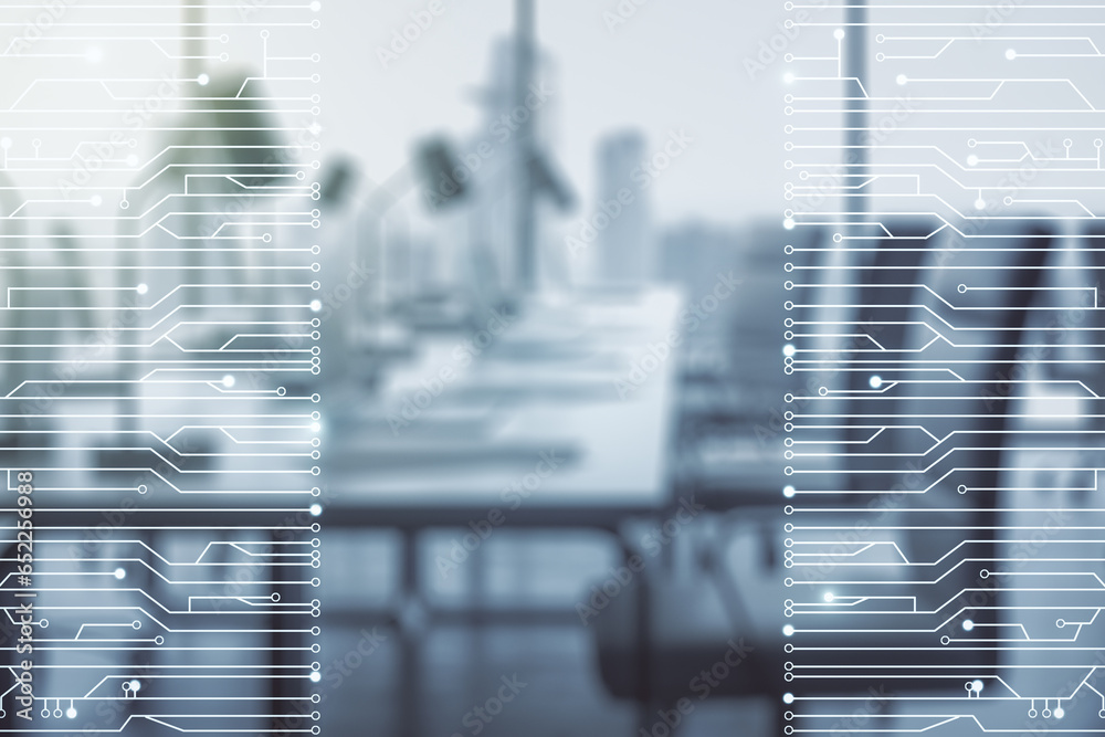 Aufkleber abstract virtual microscheme illustration on a modern furnished office background. big data and data