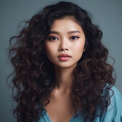 Naklejka premium Young asian beauty woman, korean makeup style. Generative Ai