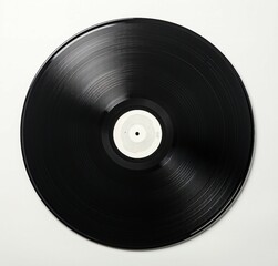 A black record on a white background