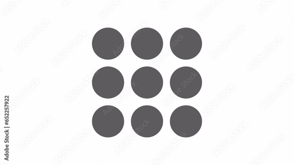 Poster square dots flickering black and white loading animation. circles blinking outline 2d cartoon preloa