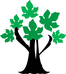 tree icon, simple vector tree silhouette 