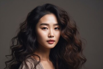 Fototapeta premium Young asian beauty woman, korean makeup style. Generative Ai