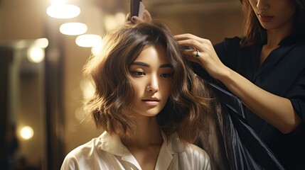 Fototapeta premium Beautiful woman in the hair dresser