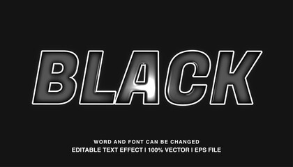 Black editable text effect template, 3d bold glossy style typeface, premium vector