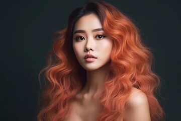 Fototapeta premium Young asian beauty woman, korean makeup style. Generative Ai