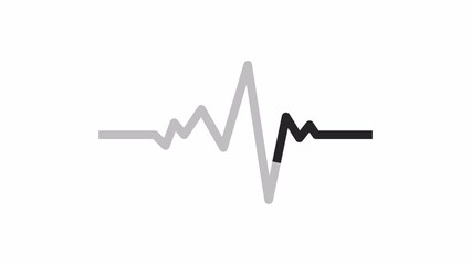 Heart rhythm black and white loading animation. Pulse line outline 2D cartoon preloader, flat ui element 4K video loader motion graphic. Cardiac frequency. Heartbeat ekg waiting animated indicator gif