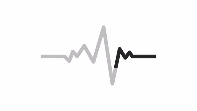 Heart rhythm black and white loading animation. Pulse line outline 2D cartoon preloader, flat ui element 4K video loader motion graphic. Cardiac frequency. Heartbeat ekg waiting animated indicator gif