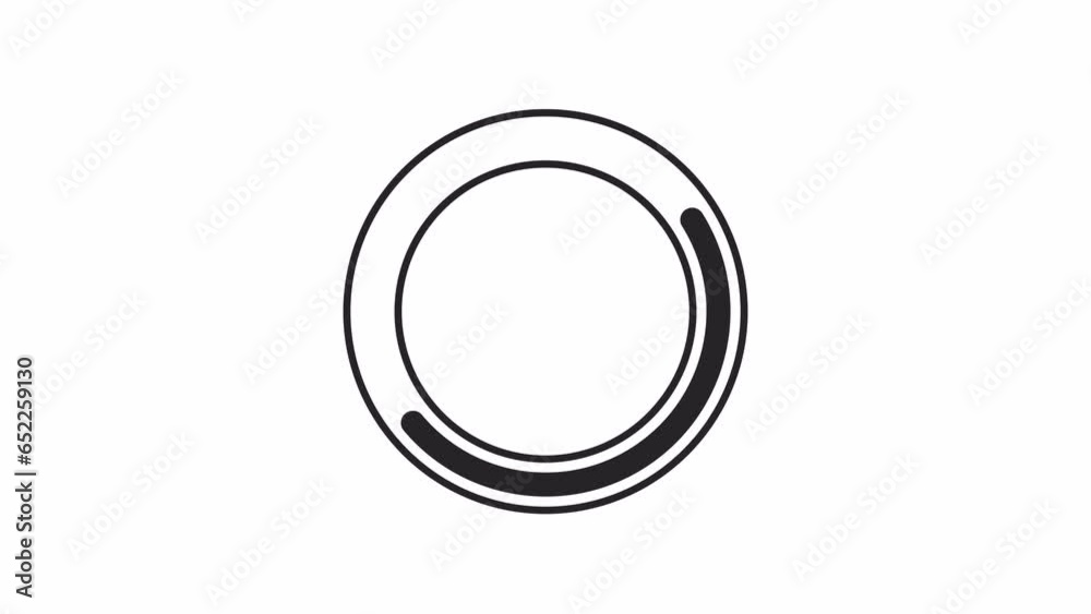 Poster spinner ring black and white loading animation. hollow circular buffer outline 2d cartoon preloader,