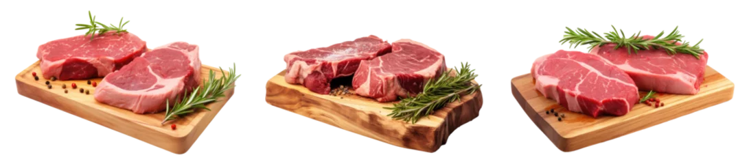 Fotobehang Collection of fresh, raw, red beef meat on a transparent background. PNG, cutout, or clipping path. © Transparent png