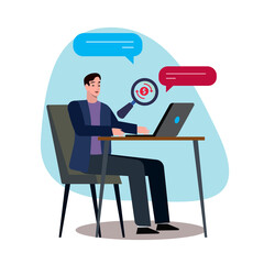 flat design business man working presentation for business and communication concept