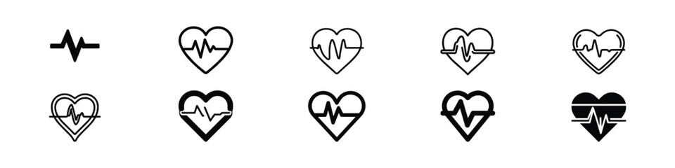 heartbeat Icon, Heart beat monitor pulse line art vector icon, heart rate in a period, Heartbeat Icon Logo Template. Heart pulse vector icon or logo, Heartbeat line, life flat icons - obrazy, fototapety, plakaty