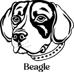 Beagle Dog silhouette monogram Dog breed. Dog face 