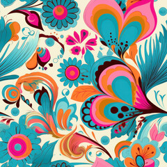 Seamless Pastel Textile illustration abstract floral texture patterns for fabric digital print. Generative AI