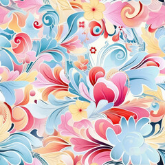 Seamless Pastel Textile illustration abstract floral texture patterns for fabric digital print. Generative AI