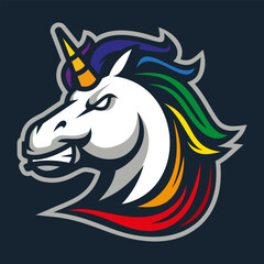 horse unicorn head mascot