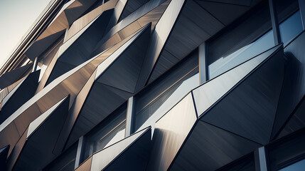 Witness architectural precision in this photograph highlighting the design details of a modern building facade. The sharp lines and unique angles make it a captivating image for projects related. - 652265749