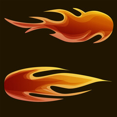 Flames glowing graphic icon set.