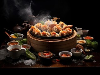 Elegant presentation of dim sum with a variety of fillings