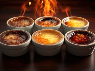 Creme brulee trio with vanilla chocolate and coffee flavors