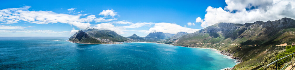 Fototapeta na wymiar Panoramic shot of Hout Bay on Western Cape, South Africa