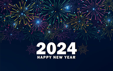 2024 Happy New Year Background with Fireworks