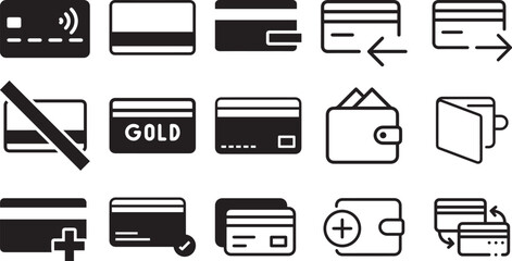 Vector design of credit cards and online payment icons on a white background - obrazy, fototapety, plakaty