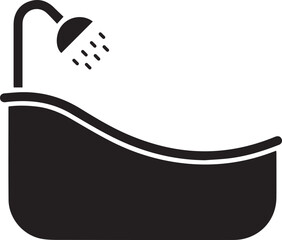 Vector design of bathtub black icon on a white background