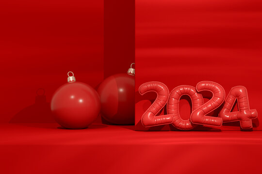 Christmas Concept, New Year 2024, 3D
