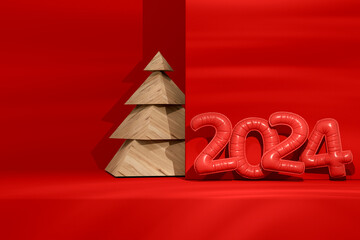 Christmas Concept, New Year 2024, 3D