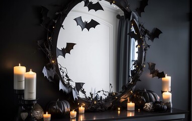 decorations in the form of bats for Halloween