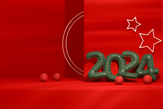 Christmas Concept, New Year 2024, 3D
