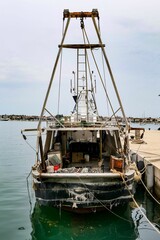 Ship parked on the coast of Umag, Croatia