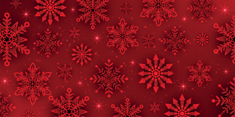 Naklejka na ściany i meble Red Christmas snowflake background