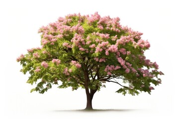 Obraz premium A solitary cherry tree in full bloom, celebrating the beauty of nature with its vibrant pink flowers.
