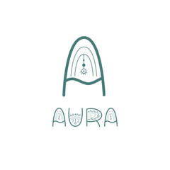 A for Aura - boho styled lettering logotype template. Vector illustration.