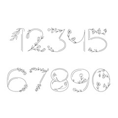 Set of numbers with floral details. Vector illustration.