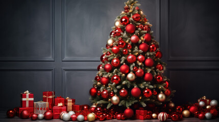 Christmas decorations adorning a beautiful Christmas tree background
