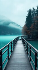 Wooden Walkway near the Lake with a Forest around it.